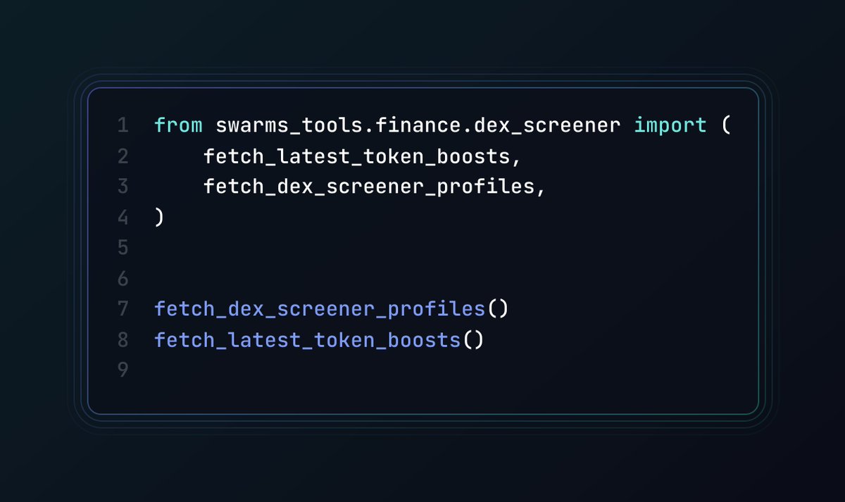 swarms_corp's tweet photo. Introducing swarms-tools [0.1.5]

We're proud to introduce all-new tools for finance, blockchain, social media and beyond ✨

⎆ Dex screener tool
⎆ Macro finance data analysis
⎆ Solana wallet address analysis tool
⎆ @Uniswap  tool
⎆ @github tool to fetch issues, prs, and more
⎆ Twitter tool for agent posting, autoreply, and more
⎆ @ExaAILabs tool for web search

Get started now: pip3 install -U swarms-tools

Links below ⬇️