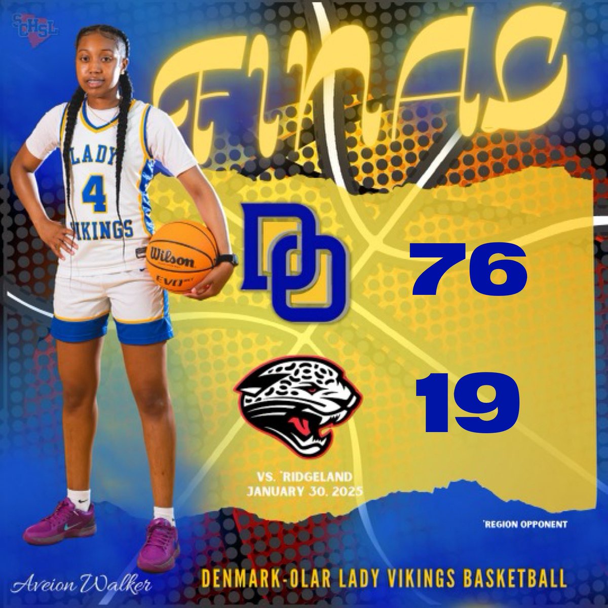Good region win tonight over Ridgeland. Lady Vikings improve to 14-4 overall and 
(4-0) in the region!! Back in action tomorrow for another region game against Allendale