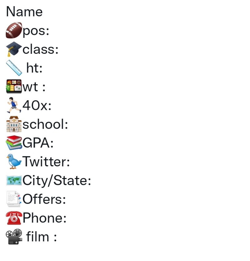 Grown Folk Talk👇
Cls 25 &amp; 26, when posting ur Highlights, use a solid format. I can't stress how it will improve ur recruiting🔥I want yall to get the most exposure as possible work with me Athletes 💯 !
<a href="/OklahomaLocalSN/">Oklahoma Local Sports Network</a> 
<a href="/CAYAFootball7v7/">CAYA Football</a> 
<a href="/SacShowcase/">SAC SHOWCASE 🏈</a> 
<a href="/1on1FlexZone/">Flex Zone 1on1 Challenge</a>