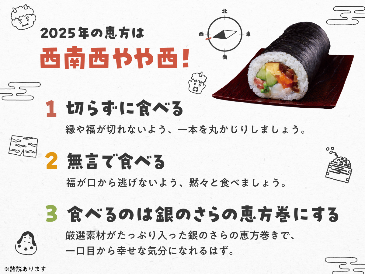 恵方巻の食べ方のおさらいです。 #節分