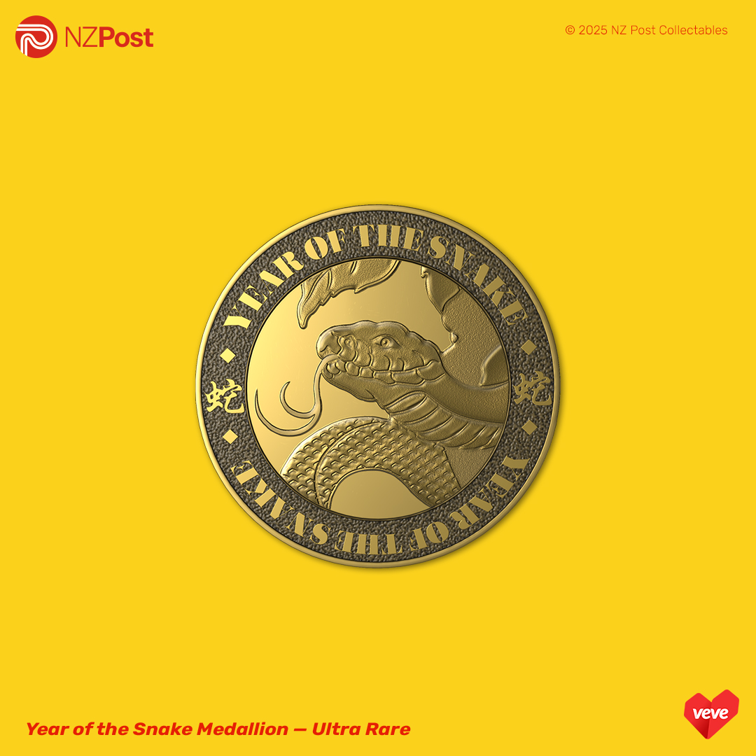 veve_official's tweet photo. TAKE A CLOSER LOOK at the Year of the Snake Medallion - Ultra Rare!

To be eligible to craft the Year of the Snake Medallion digital collectible, collectors will need to hold the $7.20 Singing in the New Year Stamp digital collectible from the NZ Post Stamp Art - 2025 Year of the Snake series. No digital collectibles will be burned during the crafting process and only store purchased digital collectibles are eligible. Crafting will close 30 March 2025 at 11:59PM PT. All remaining uncrafted editions will be burned after this date.

NZ Post’s 2025 Year of the Snake digital stamp collectibles drops Fri, 31 Jan at 8AM PT. Full details in the blog: https://t.co/jEzpXldKC7