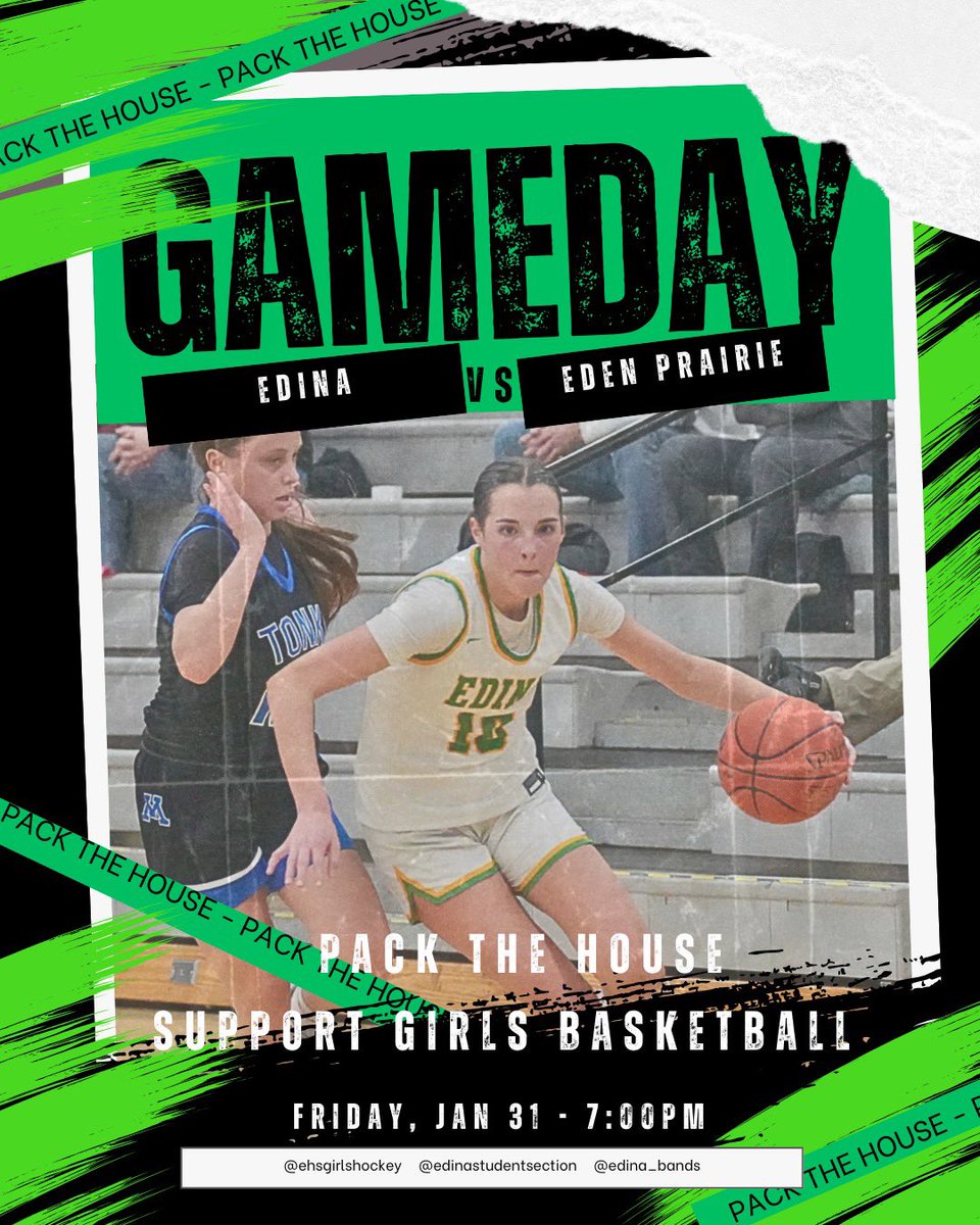 Come support the girls basketball team this Friday night in their home game against Eden Prairie. We want to PACK THE HOUSE!! @ehsgirlshockey
@edinastudentsection @edina_bands