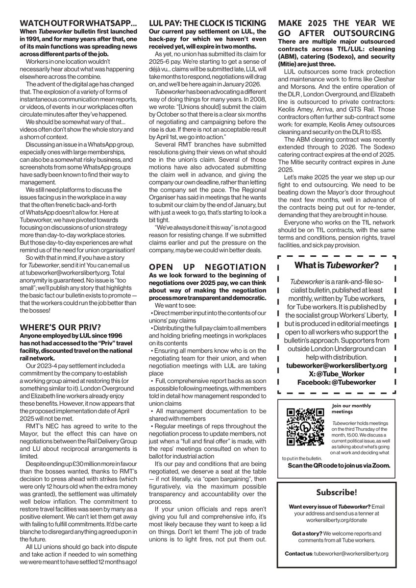 The February edition of our bulletin is now online. This edition discusses the implications of the Trump presidency in the USA. Plus stories on workplace issues, including our unions' fight for a reduced working week. Download PDF here: workersliberty.org/story/2025-01-…