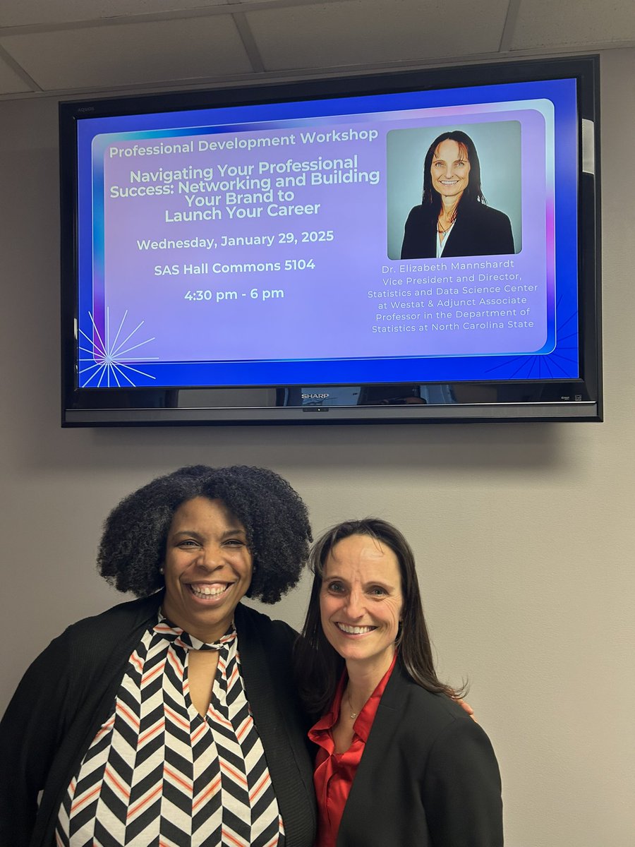 Thanks to <a href="/StatLizNC/">Dr. Elizabeth Mannshardt (she/her/hers)</a> for serving as the January speaker for the @ncsustatistics professional development workshop! Lots of great advice for our students on how to build their brand!