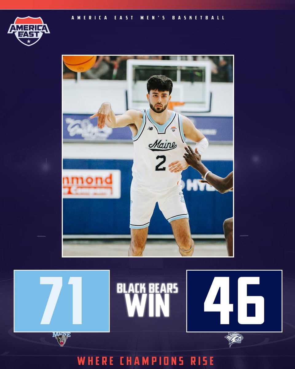 Full team effort for the Black Bears. <a href="/MaineMBB/">Maine Men’s Basketball</a> had over eight athletes score as they took down UNH. That makes it 6⃣ America East wins in a row.