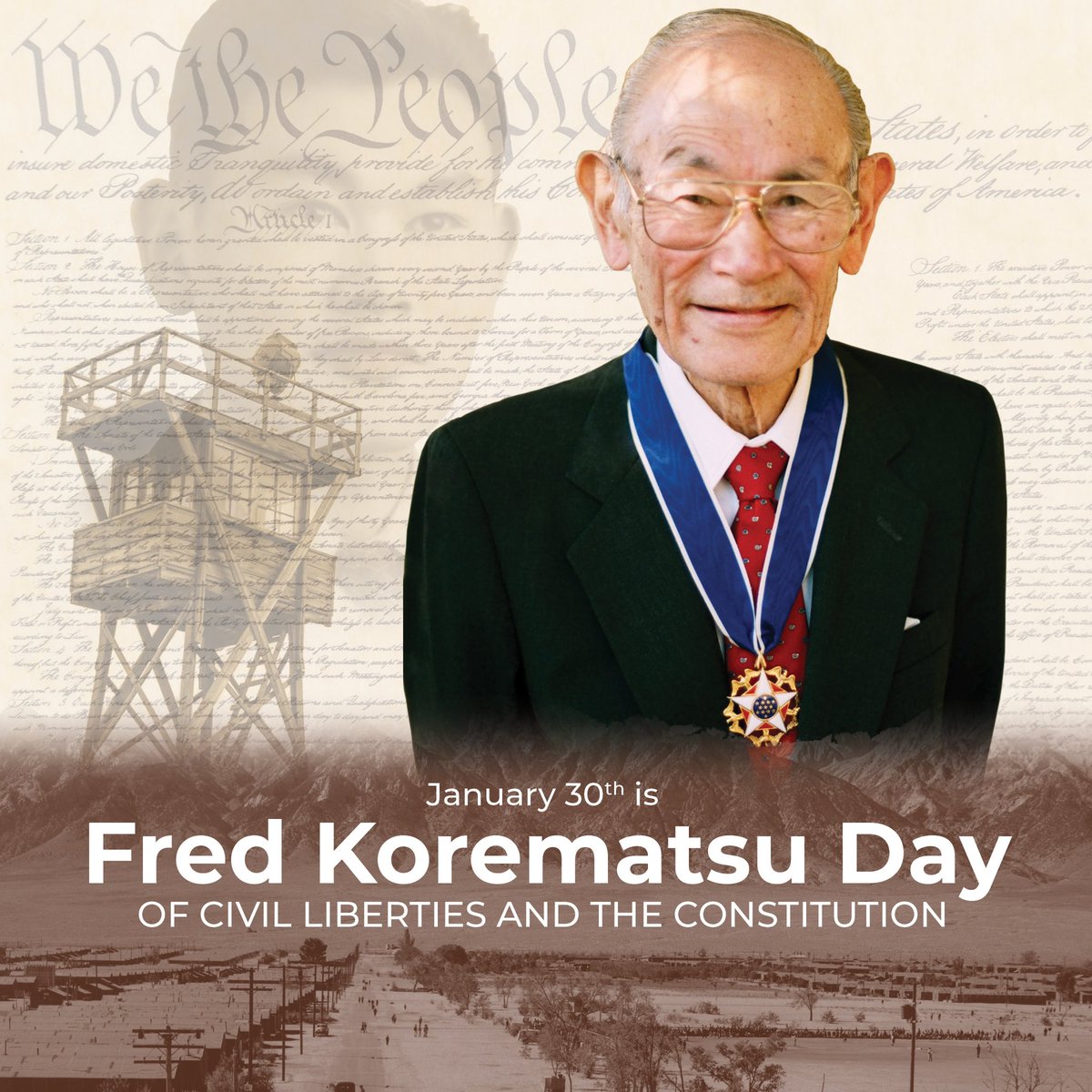 Today we honor Fred Korematsu, an Oakland native whose courage to resist the inhumane internment of Japanese Americans during WWII is a relevant reminder of the importance of standing up against actions that threaten our civil liberties.