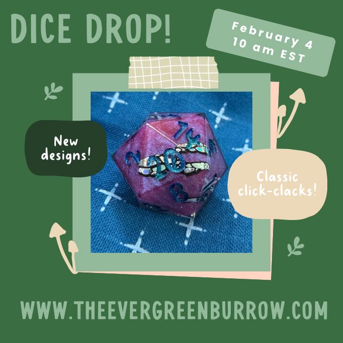Dice drop! Dice sets available February 4th at 10 am!

Get something pretty for yourself or your loved ones 💕✨