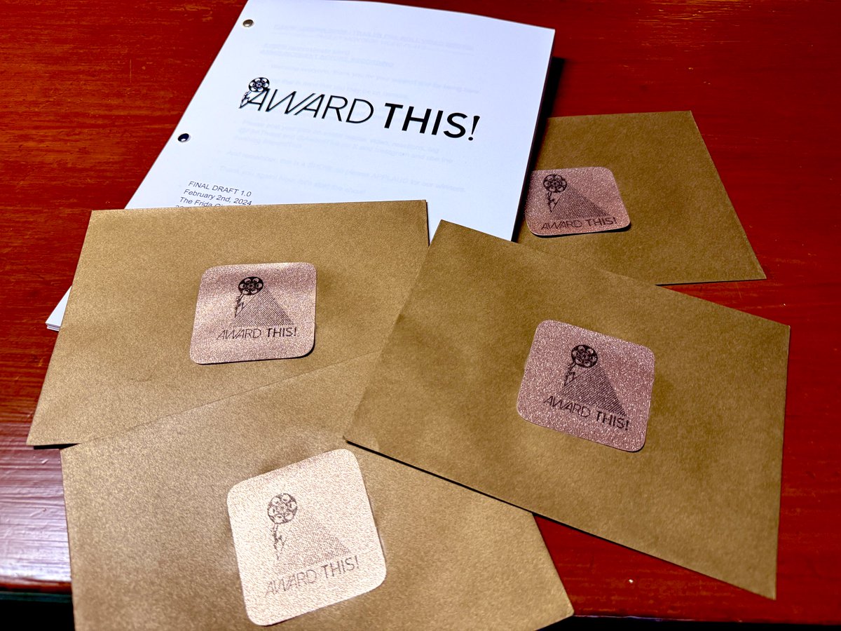 AwardThis's tweet image. The script is locked. And these gold envelopes will reveal the winners on February 2nd. Join us for @FilmThreat’s annual celebration of independent film, Award This! Get tix now at awardthis.com #AwardThis #AwardThis2024