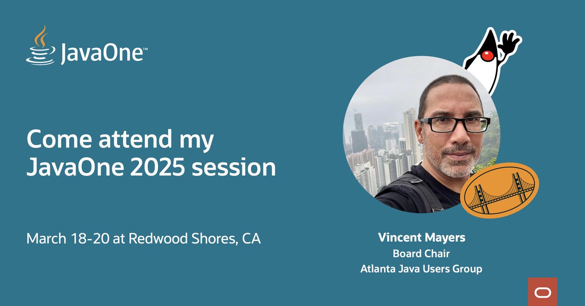 I am excited to speak at #JavaOne March 18-20 in Redwood Shores, CA.

If you want to discover how involvement in technical communities can change your life, come to my session, "Three Cups of Java."

reg.rf.oracle.com/flow/oracle/ja…