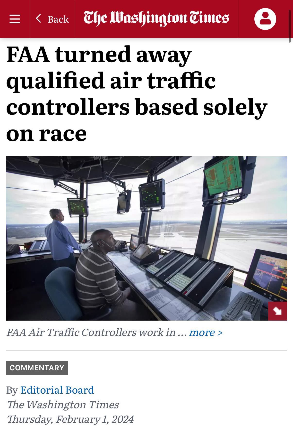 FAA turned away qualified air traffic controllers based solely on race