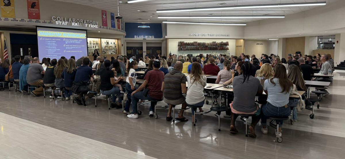 A great turnout for the incoming Class of 2029 Parent Night! We look forward to having you in our Gator Community! 💙💛🐊<a href="/LOLHSPrincipal/">Land O' Lakes High School</a>
