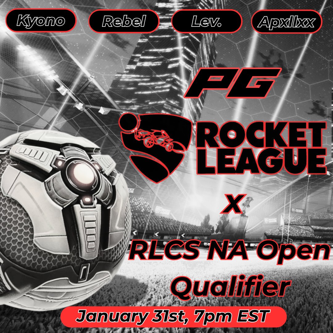 MrValentinePG's tweet photo. Our Rocket League team sees some action today in RLCS NA Open Qualifiers 2!

Tonight 7pm EST/6pm CST!

Watch here: https://t.co/MHva116VsD

Players:
💫@onlyKyono  
💫@paul_alesevich
💫@itzriver_rl

Staff:
Imageless
@MasterNoob0101 https://t.co/Ft7yBCE083