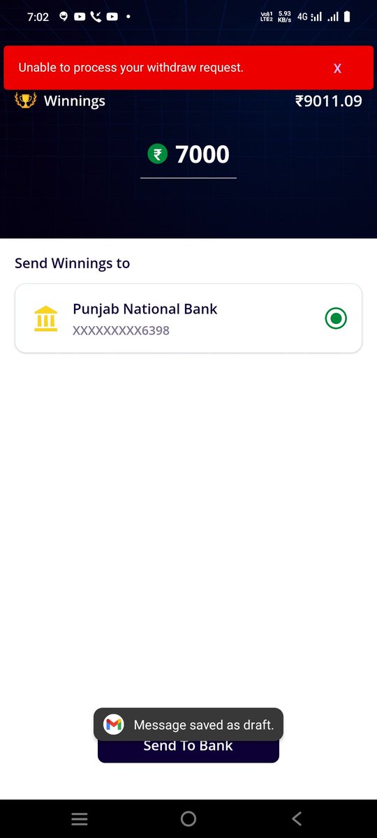 Subhasi00266762's tweet photo. @league11_in withdrawal problem... please solve it https://t.co/ZZCPlqqM9a