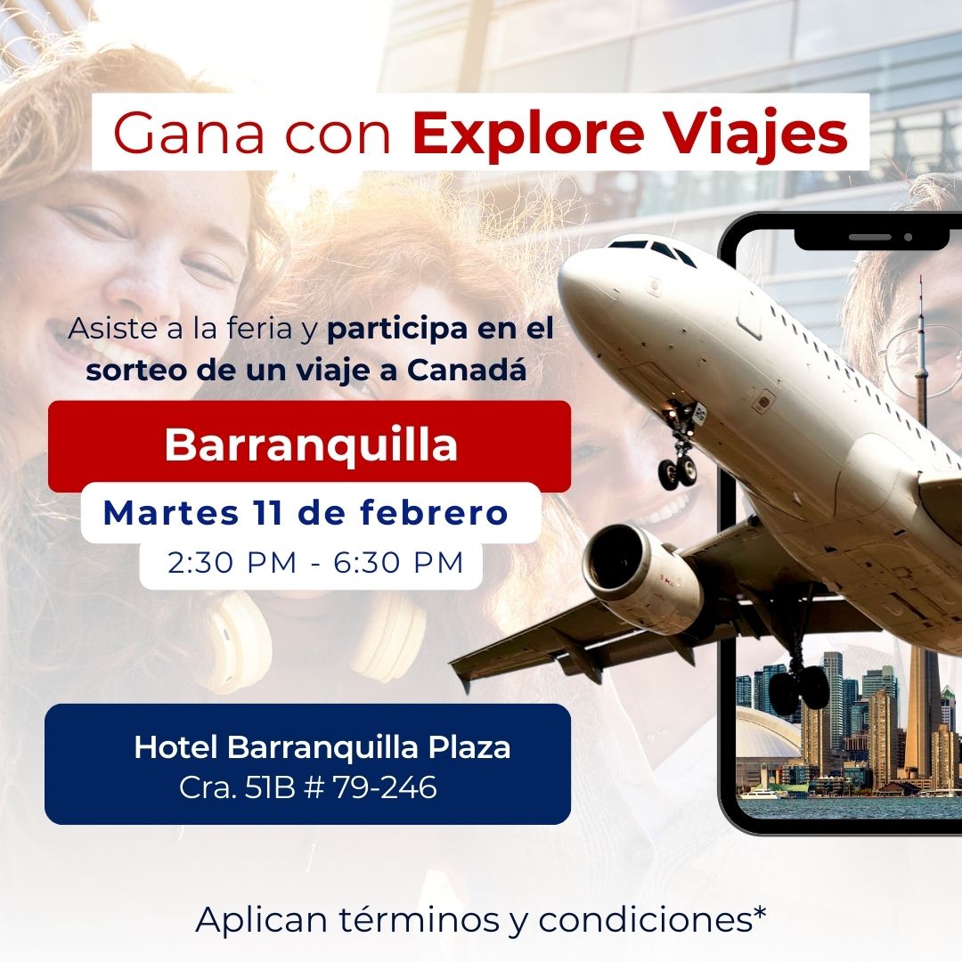 ExploreCanadaCo's tweet photo. ✈️Participa en el sorteo de un tiquete aéreo a Canadá 🇨🇦 ✅ Regístrate,🙋🏽‍♂️asiste y no te pierdas esta gran oportunidad de viajar a Canadá. El sorteo se realizará cuando esté finalizando el evento en cada ciudad. Bucaramanga:  5 de febrero, Bogotá: 8 de febrero, Bucaramanga: 11 de https://t.co/p0p5Kz3uMv