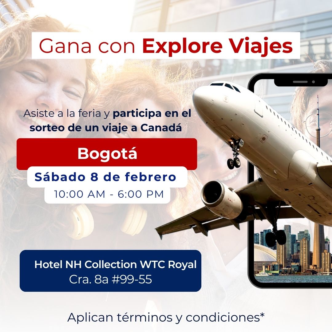 ExploreCanadaCo's tweet photo. ✈️Participa en el sorteo de un tiquete aéreo a Canadá 🇨🇦 ✅ Regístrate,🙋🏽‍♂️asiste y no te pierdas esta gran oportunidad de viajar a Canadá. El sorteo se realizará cuando esté finalizando el evento en cada ciudad. Bucaramanga:  5 de febrero, Bogotá: 8 de febrero, Bucaramanga: 11 de https://t.co/p0p5Kz3uMv
