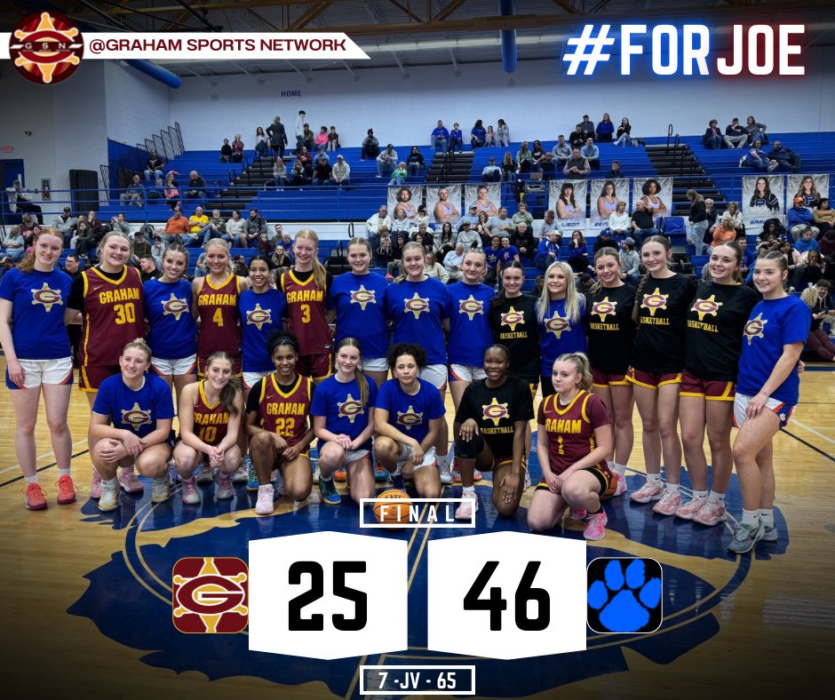 Graham_Sports1's tweet photo. Not the result we wanted but on this night we salute the Lady Tigers for making it bigger than basketball #FORJOE #GrahamPride https://t.co/l0w6VcF90m