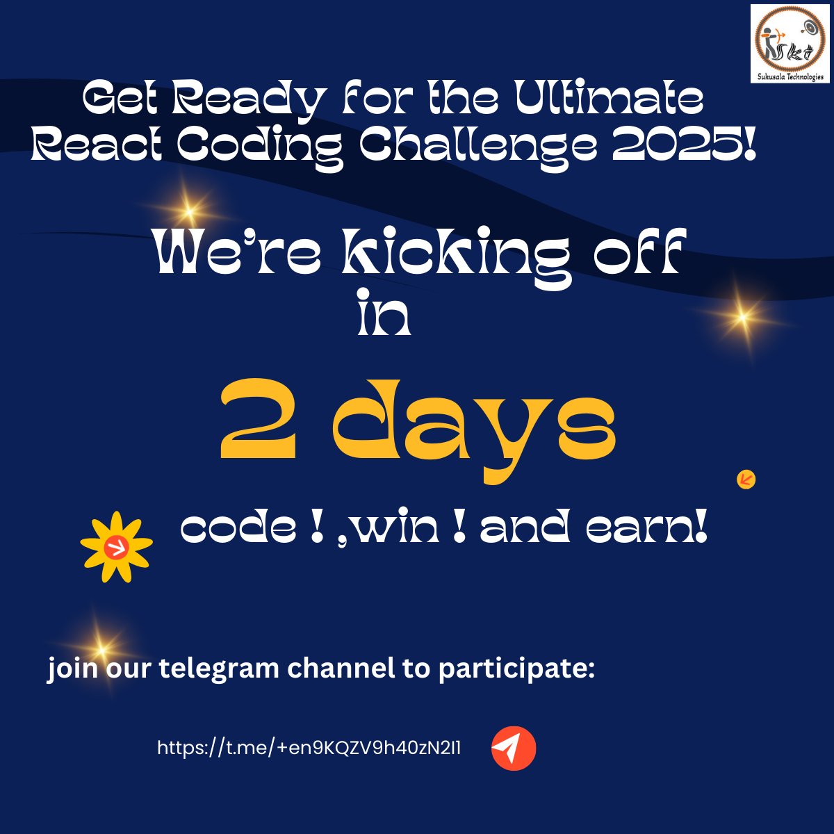 sukusalatech's tweet image. Join our Telegram group now to
participate in the React Coding Challenge and win
exciting cash prizes! Showcase your skills and compete
with the best.
Join now: t.me/+en9KQZV9h40zN…
#ReactChallenge #CodingContest #WinPrizes
