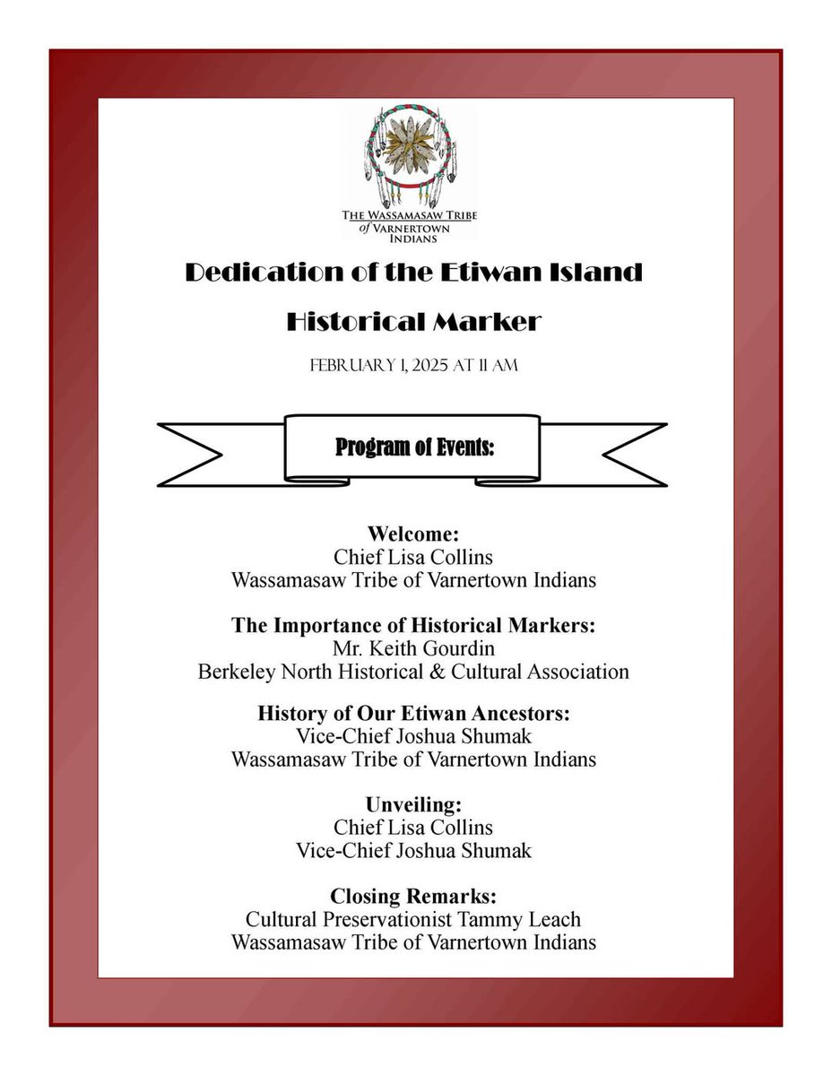We are excited for the unveiling of the historical marker this weekend on Daniel Island and look forward to celebrating this unveiling with you all. Please see the program for details about the ceremony.

#wassamasaw  #Etiwan