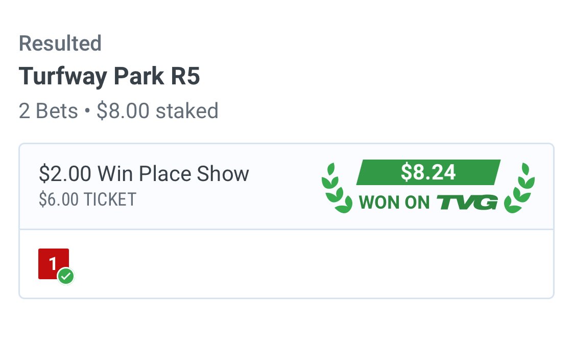 Check out my bet on TVG: tvg.com/racetracks/TP/…