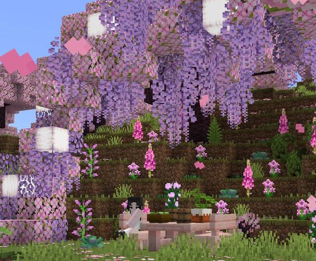 arthie tirando foto minha de baixo das florzinhas no nosso mundinho do mine!!! <a href="/cunningharesz/">ⓘ 𝖺꯭𝗋𝗍꯭𝗁꯭𝗂e ; 兎</a>