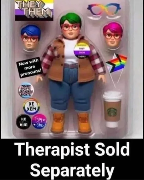 EQuinones6310's tweet photo. Why did the 'They/Them' doll go to therapy? 

To work through its identity crisis with extra pronouns! 😂 

#TheyThemDoll #TherapySession #PronounProblems #DollDrama #HumorHeals #LaughItOff Khloé in Wonder Land Lamelo Schiff #ProBowlGames Dana Bryce Mitchell https://t.co/wrRz9EYTkb