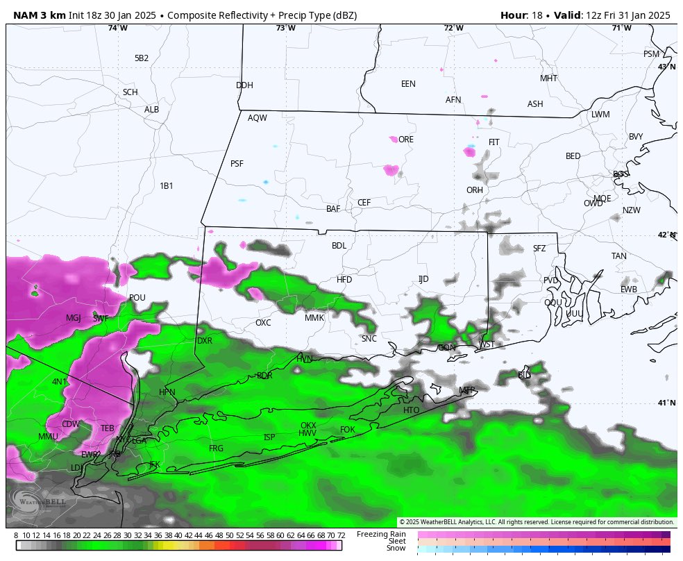 Danbury_WX's tweet photo. Thoughts on #winterymix potential tomorrow. https://t.co/9L4uXuz5eO