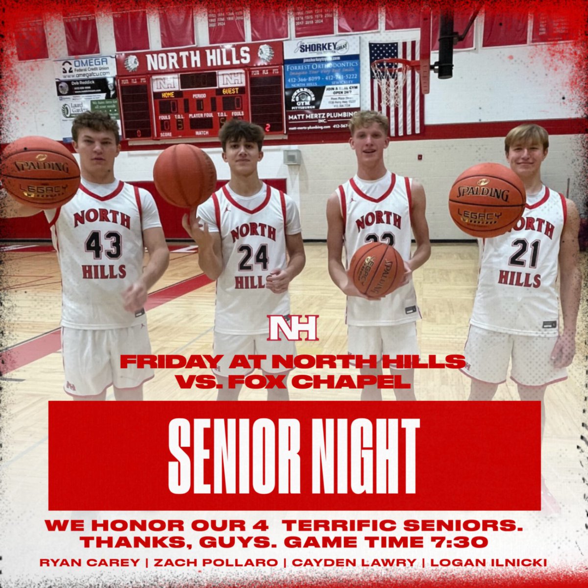 NH Basketball (@northhillshoops) on Twitter photo Another big, big game at home Friday night. And a special night for four players. Be loud, be proud <a href="/northhills2024/">NH Student Section</a> Another big, big game at home Friday night. And a special night for four players. Be loud, be proud <a href="/northhills2024/">NH Student Section</a>