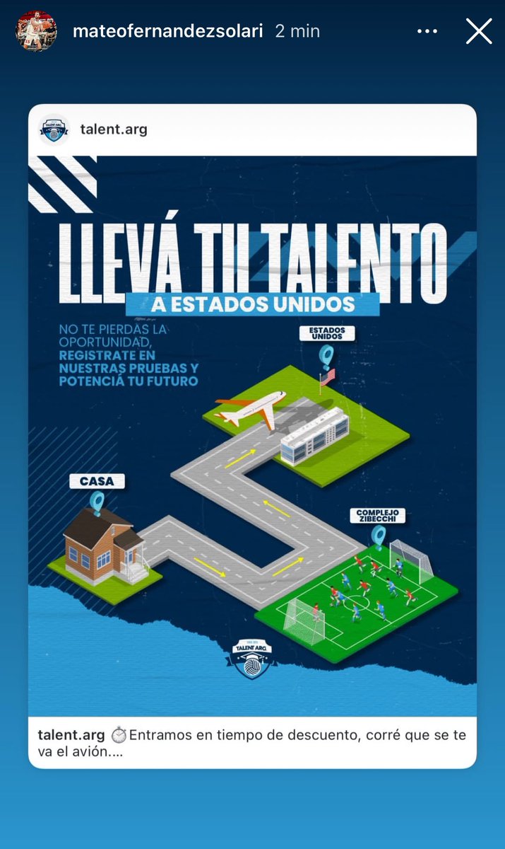 fernandezsolari's tweet photo. 15/02/2025 Complejo Zibecchi ⚽️📚🇺🇸 No dejes escapar esta oportunidad increíble… @talent_arg @MateoFSolari10 @josederobbio @nanorudolf @federicorudolf Te esperamos !!!! https://t.co/kUrPSxfjGI