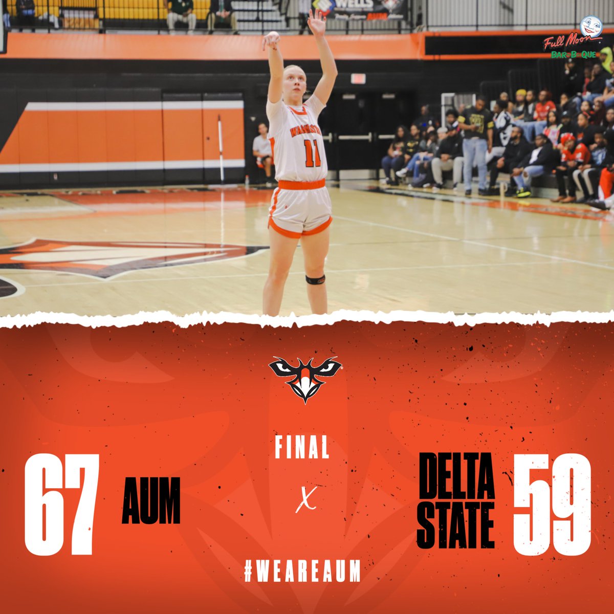 Warhawks win led by Flatgard's career-high 23 points and seven made threes!

#WeAreAUM