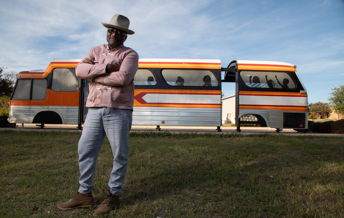 TCUMagazine's tweet photo. Artist, writer and @TCU alum Christopher Blay ’03 will see his East Rosedale Monument Project dedicated to the @CityofFortWorth this Saturday, Feb. 1, with a reception at 2 p.m. at the Ella Mae Shamblee Library. 

Supported by the Fort Worth Public Art Commission, Blay’s work uses the shell of a 1970s-era bus and engraved panels to highlight historical moments and people who contributed to the struggle for racial equality.

The installation stands on the 900 block of Fort Worth’s East Rosedale Avenue near the future home of the @juneteenthmsm, where Blay serves as director of public programs.

“I think artists will always respond to injustice, and museums have an obligation to give artists space to say the things they are there to say,” Blay said. “There’s no point to a museum if it isn’t a space where you can have conversations.”

__

📸 by Joyce Marshall