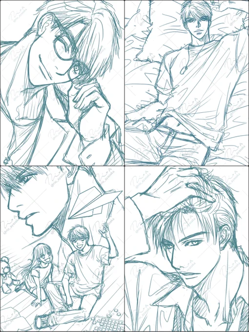 今待機中のラフ。
多分まだ増える…。
他の3人も描きたいんだよ〜ぅ(';ω;`) 