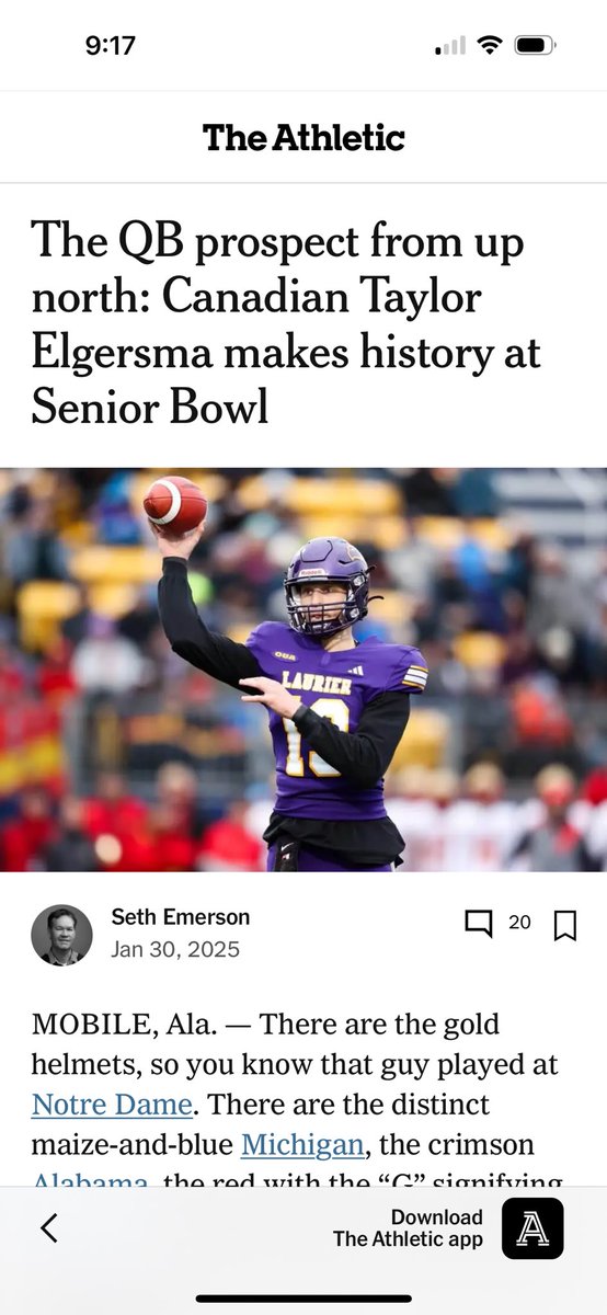 Robert McLeman (@rmcleman) on Twitter photo Great to see @laurier QB Taylor Elgersma getting profiled in <a href="/TheAthletic/">The Athletic</a> Great to see @laurier QB Taylor Elgersma getting profiled in <a href="/TheAthletic/">The Athletic</a>