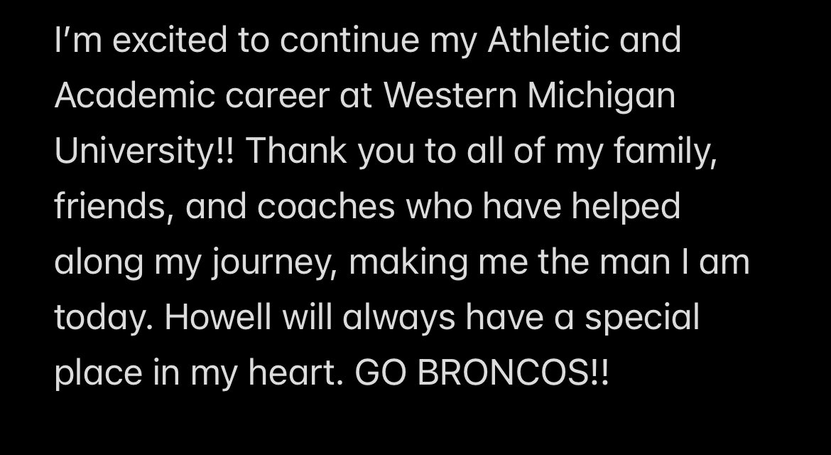 Justin Jones (@jt_jones25) on Twitter photo I will be continuing my football career at Western Michigan University!! GO BRONCOS!!!
<a href="/CoachLT39/">Lance Taylor</a> <a href="/coachsspence/">Sean Spence</a> <a href="/WMU_Football/">Western Michigan Football</a> <a href="/FootballHowell/">Howell Football</a> I will be continuing my football career at Western Michigan University!! GO BRONCOS!!!
<a href="/CoachLT39/">Lance Taylor</a> <a href="/coachsspence/">Sean Spence</a> <a href="/WMU_Football/">Western Michigan Football</a> <a href="/FootballHowell/">Howell Football</a>