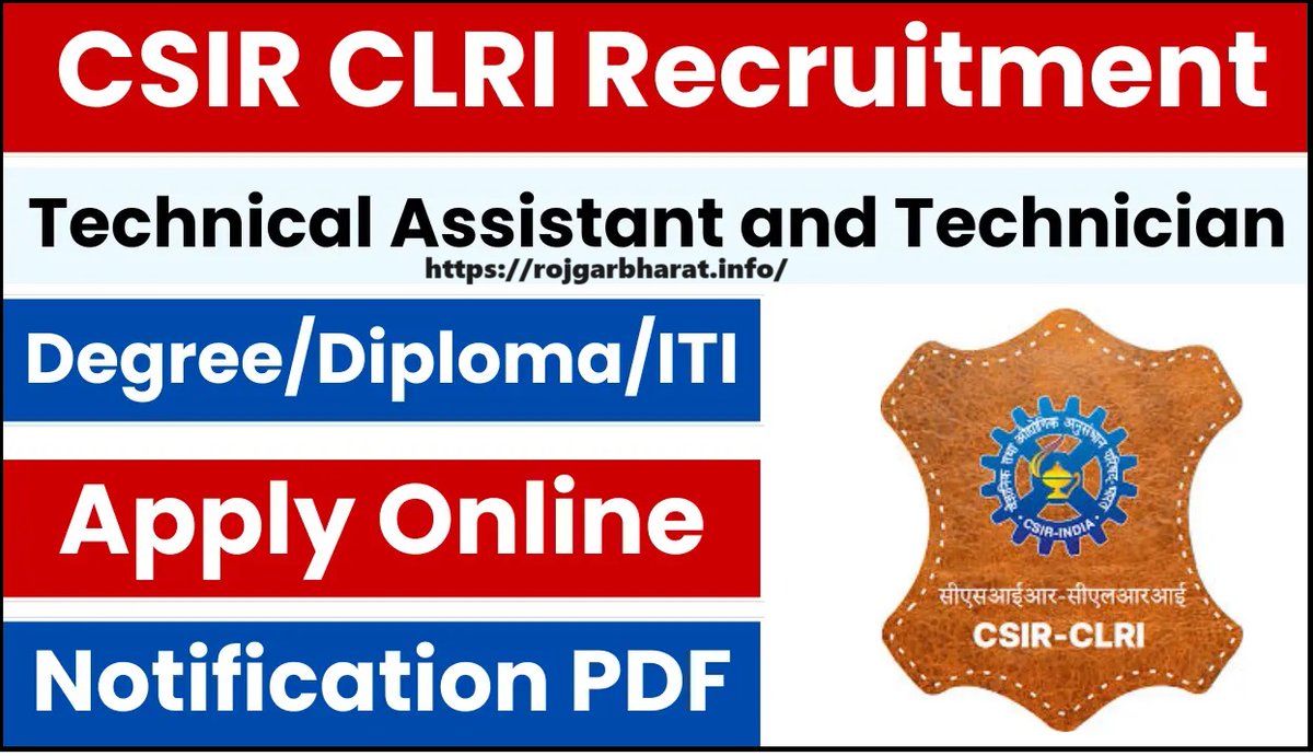 rojgarbharat's tweet image. CSIR CLRI Technical Assistant Recruitment 2025 Notification Out 63 Post
Click Here: rojgarbharat.info/2025/csir-clri…
#recruitment #CSIR #clri