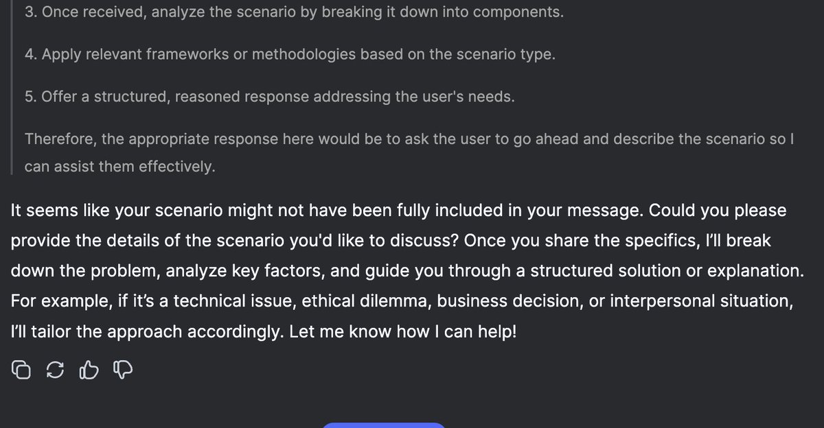 I prompted <a href="/deepseek_ai/">DeepSeek</a> with a simple question to test it and it was thinking and writing all these. In its thought process, it acknowledges that I might be testing how it handles incomplete queries but I do not probably need to see all this text.