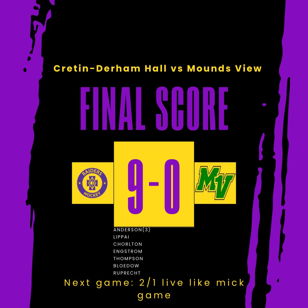 cdhhockey's tweet photo. RAIDERS WIN 9-0 
Jackson Werner with his first career shutout
Final shots: 60-5 cdh https://t.co/LJa6xlh4cg