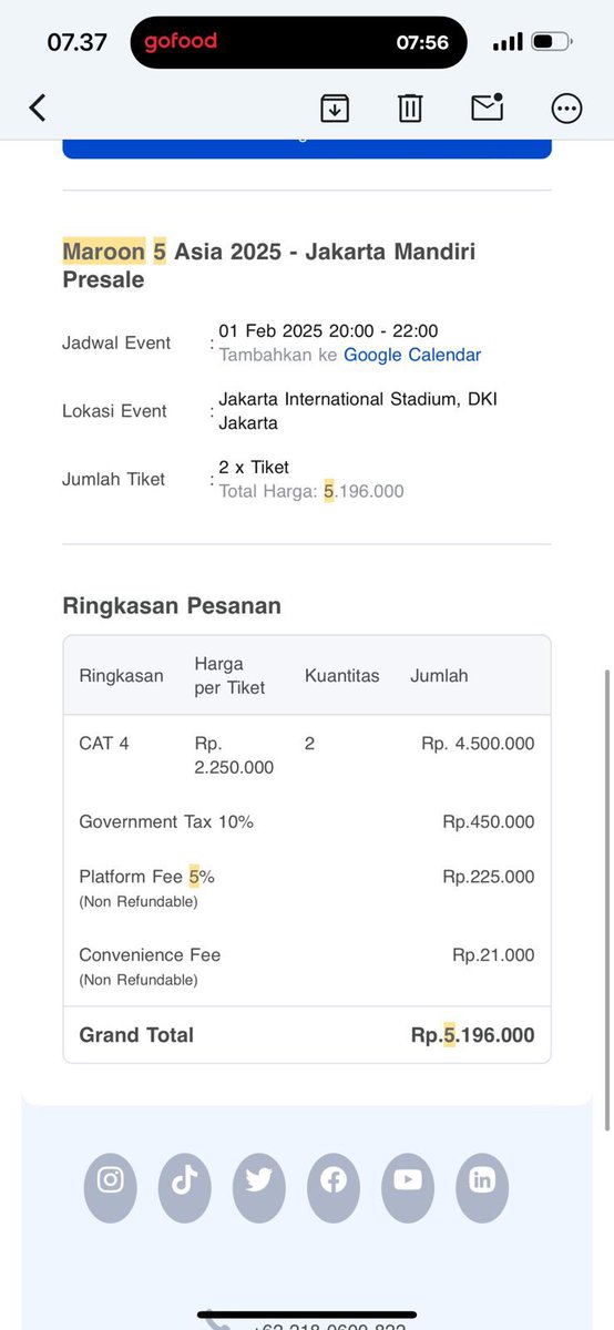 PanjiBiu's tweet photo. jual tiket maroon 5 cat 4 2tix duduk sebelahan, milik pribadi yaa. Harga Nego aja maunya berapa #Maroon5LiveinJakarta https://t.co/wpaVlVq3wg