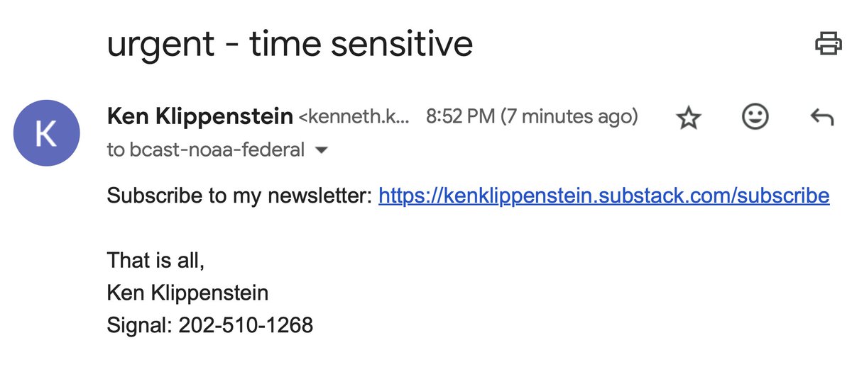 I just sent this email to all 13,000 federal employees of the NOAA lol. The Trump administration's changes to their communications system made it so literally anyone can blast messages out to the entire agency