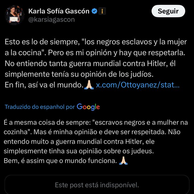 Jinnieside's tweet photo. Quando vocês virem uma pessoa apoiando essa nojenta, somente por fanwar, lembrem a elas que estão apoiando também esse tipo de discurso aqui. Se apoiam, concordam e são iguais.

#KarlaSofiaGasconIsOverParty https://t.co/CEXRWtgXEQ