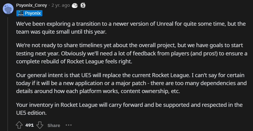 DANKREDXD's tweet photo. @NEAT0QUEEN @DiZTORDiD @Athena This is from an AMA they did on Reddit a few months after the job listing, probably something they were working on but got scrapped in favor of Rocket Racing unfortunately https://t.co/zDW2oOsaDy