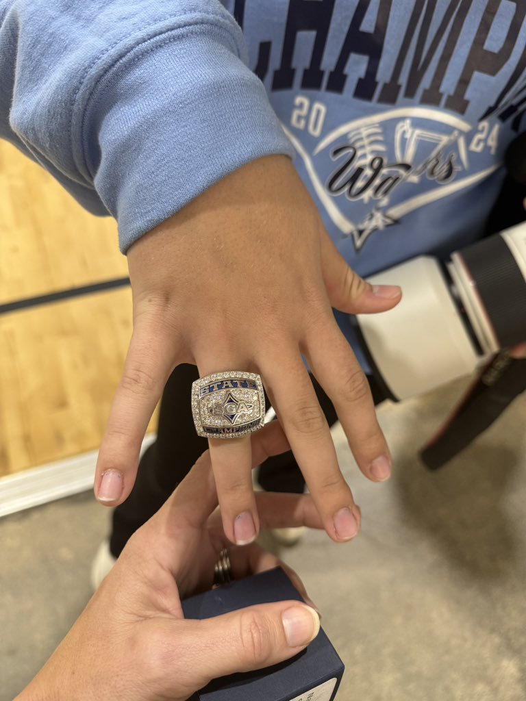 Finally got our STATE CHAMPIONSHIP rings Tuesday night at our basketball game. Thank you to everyone who helped us get these and thank you to all the fans for y’all’s unwavering support!! Go Warriors 🤍 <a href="/TampaMustangsRT/">Tampa Mustangs RT 18u</a> <a href="/TampaMustangs/">Tampa Mustangs</a> <a href="/jodi7us/">Jodi Bayles</a>
