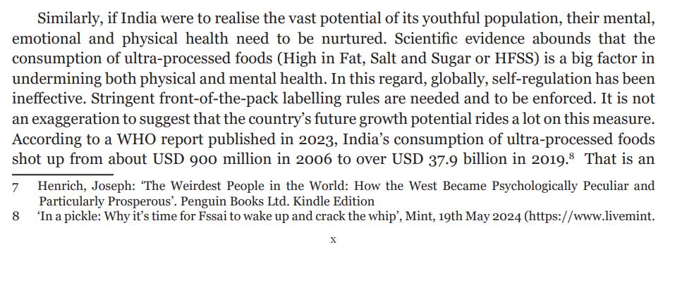 The #economicsurvey2025 seeks stringent front-of-the-pack labels to regulate consumption of unhealthy, ultra-processed food. Says, food industry self-regulation is ineffective. Cites <a href="/livemint/">Mint</a> Long Story by me and <a href="/suneeratweets/">Suneera</a> You can read it here:
livemint.com/industry/in-a-…