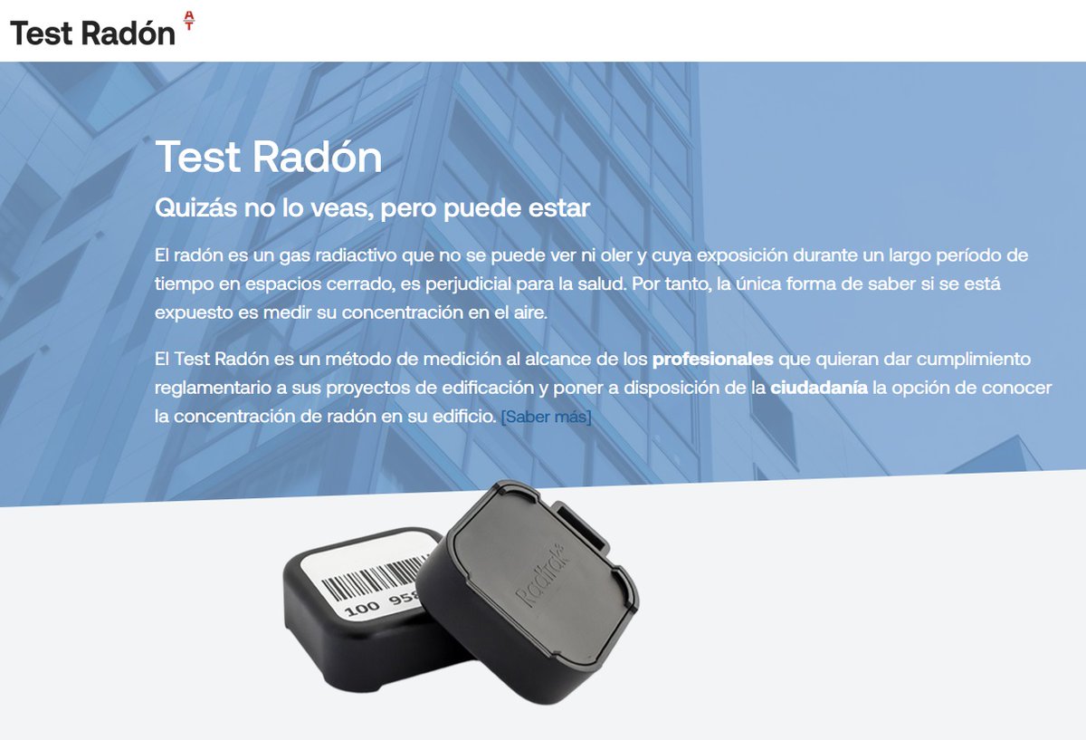 CGATEsp's tweet photo. ☢️Test Radón mide la concentración de este gas cancerígeno en edificios y viviendas.
👉🏼CGATE y @cateb_barcelona colaboran para poner a disposición de la ciudadanía y los profesionales la medición de los niveles de gas radón.
https://t.co/PtWTkd2W6C https://t.co/uGetFjDRAz