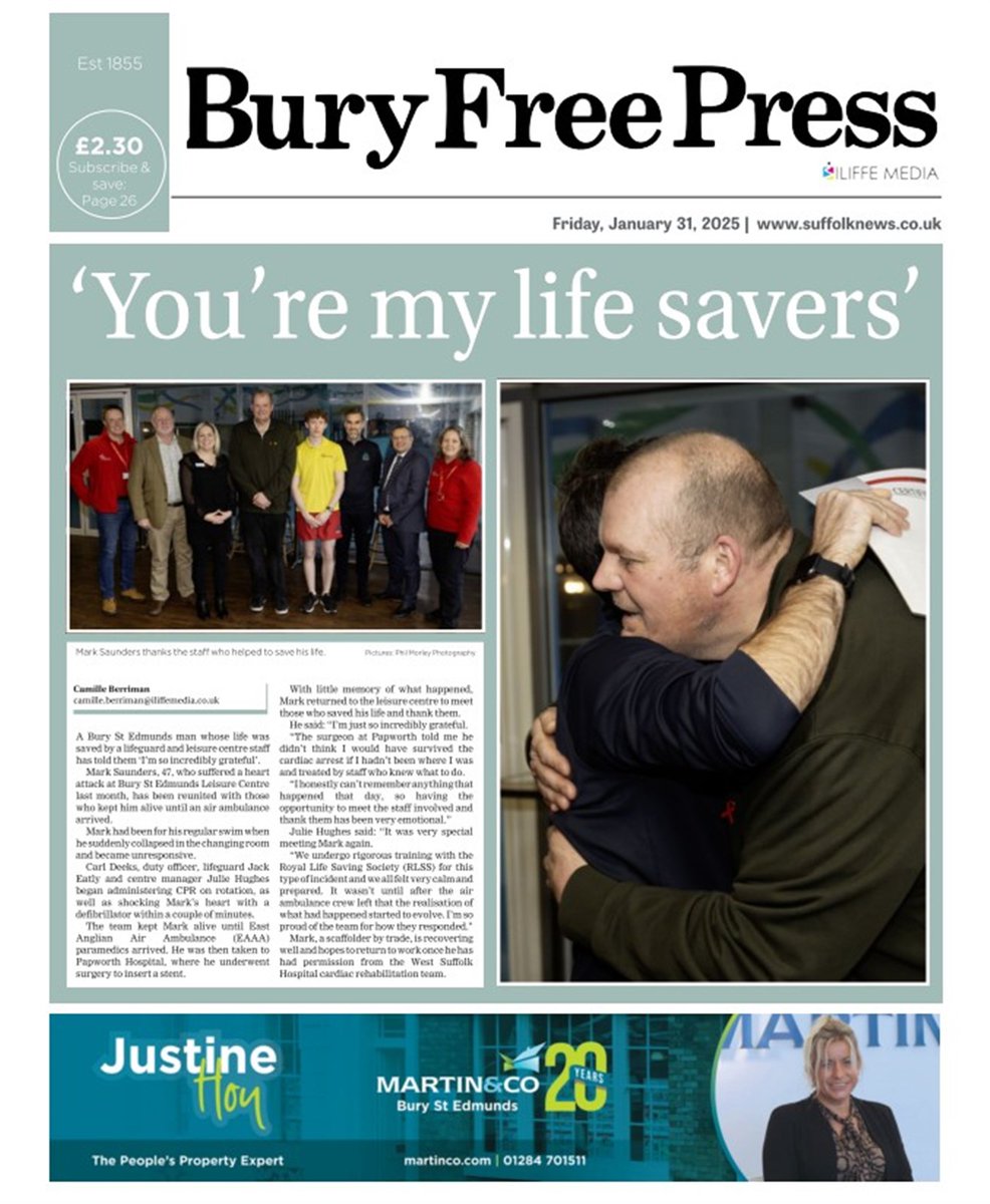 We splash on a tale of a life saved; there's disappointment on one estate where a dentist is going private; it also looks like average Council Tax payers will be worse off as C Tax precepts are fixed. Don't miss the lovely Elvis tribute act story, too #news #burystedmunds