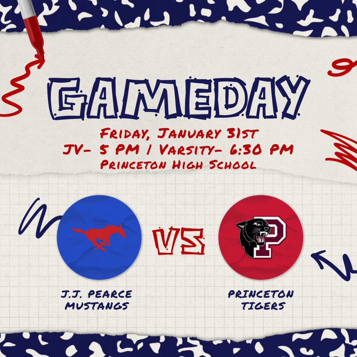 GO Pearce Lady Mustangs softball!❤️💙

Scrimmage 🆚 Princeton High School- TONIGHT 1/31
JV @ 5 pm
VARSITY @ 6:30 pm

📍Princeton High School
1001 E. Princeton Drive 
Princeton, Texas 75407