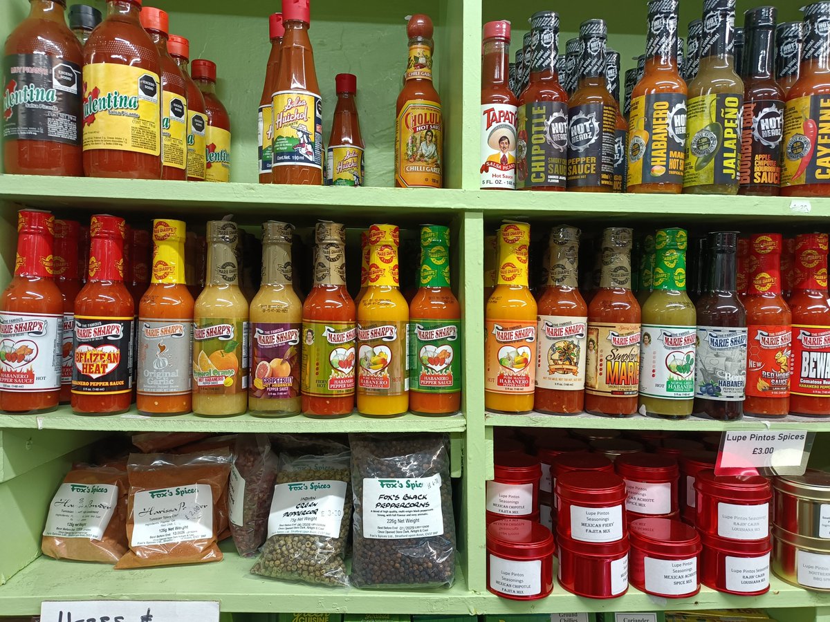 Hot sauce all stocked up.