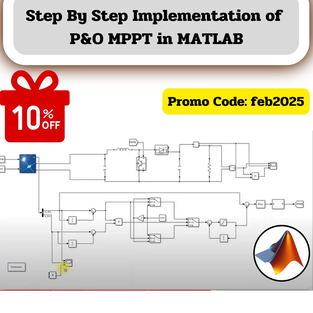 Lms_Solution's tweet photo. Step By Step Implementation of P&amp;O MPPT In MATLAB
Download MATLAB File: https://t.co/iLX3Ip1gqd
https://t.co/13xaHSEwRc
#MPPT #PerturbAndObserve #SolarPV #MATLAB #Simulink #MaximumPowerPointTracking #RenewableEnergy https://t.co/sEd465e0j9