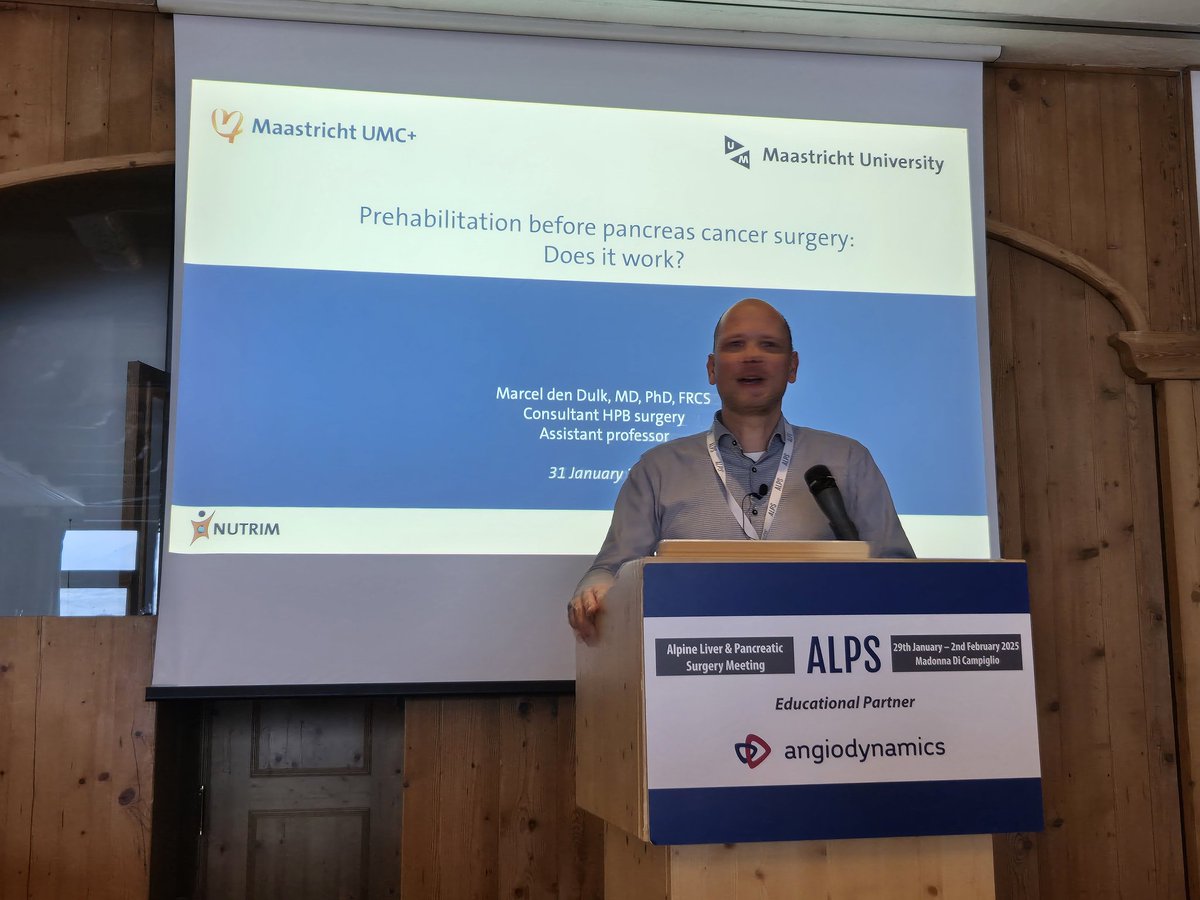 ALPS Meeting (@alpshpb) on Twitter photo Marcel den Dulk from <a href="/MaastrichtUMC/">Maastricht UMC+</a> with the final talk for this morning's session with an excellent discussion on the role of prehabilitation before surgery for pancreatic cancer Marcel den Dulk from <a href="/MaastrichtUMC/">Maastricht UMC+</a> with the final talk for this morning's session with an excellent discussion on the role of prehabilitation before surgery for pancreatic cancer