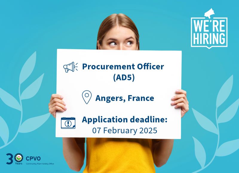 CPVO is hiring a Procurement Officer (AD5) – deadline: 7 February 2025!

📍 Angers, France | 💼 EU Procurement &amp; Financial Management
Apply now 👉lnkd.in/dsHa8amk

#EUJobs #Procurement #ApplyNow #Angers
