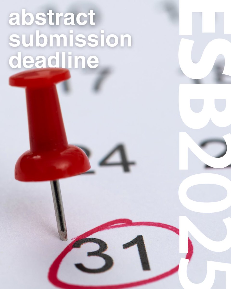 🚨 Deadline Day is here! 🚨

The clock is ticking—abstract submissions close at midnight (CET)! ⏳

📍 Present at ETH Zürich
🤝 Connect with biomechanics experts
🚀 Shape the future of AI in biomechanics!

🔗 Submit now: esbiomech2025.org/abstract-submi…

#ESB2025 #ESB #Biomechanics